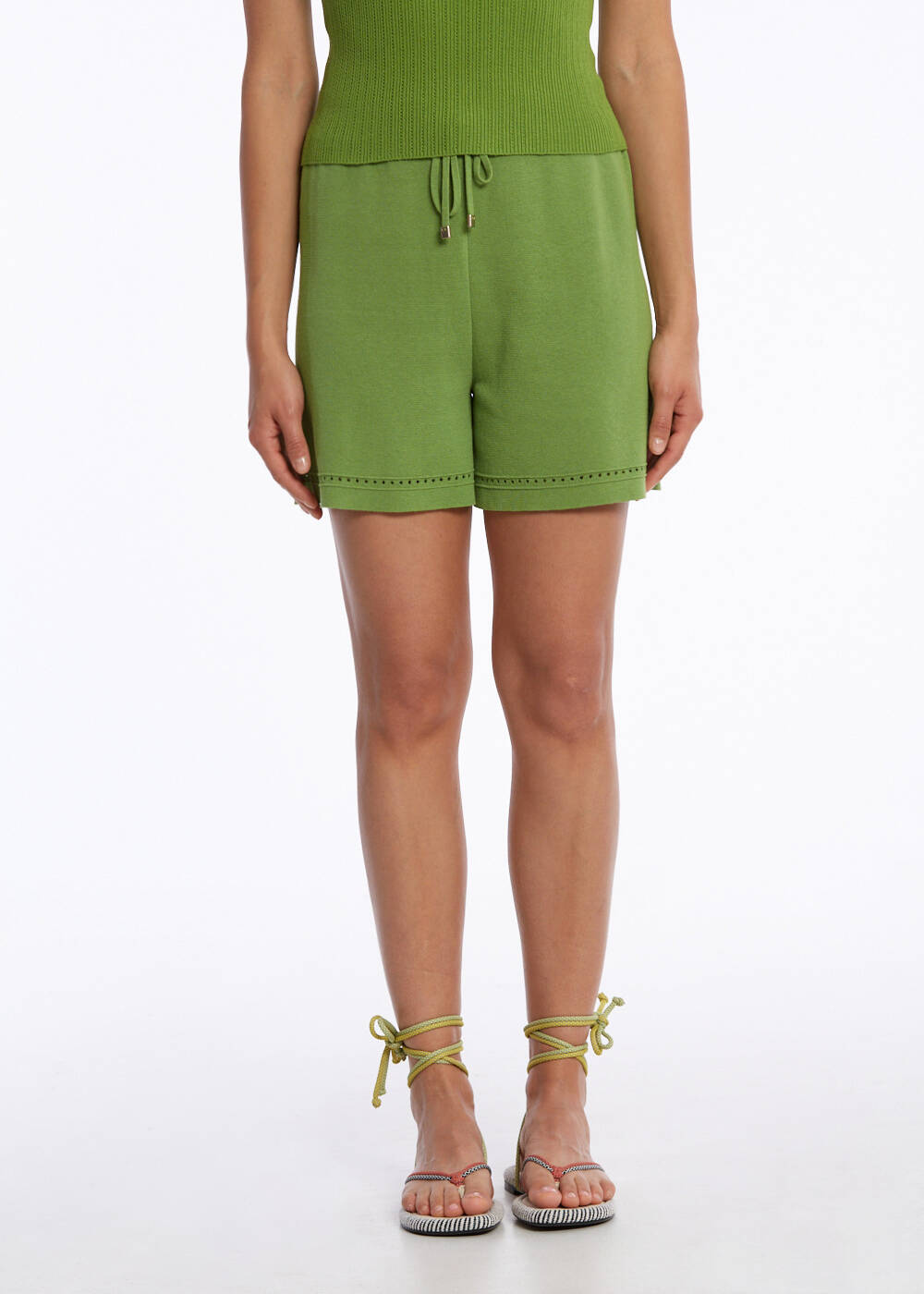 DRAWSTRING NEPHRITE KNIT SHORTS - 1