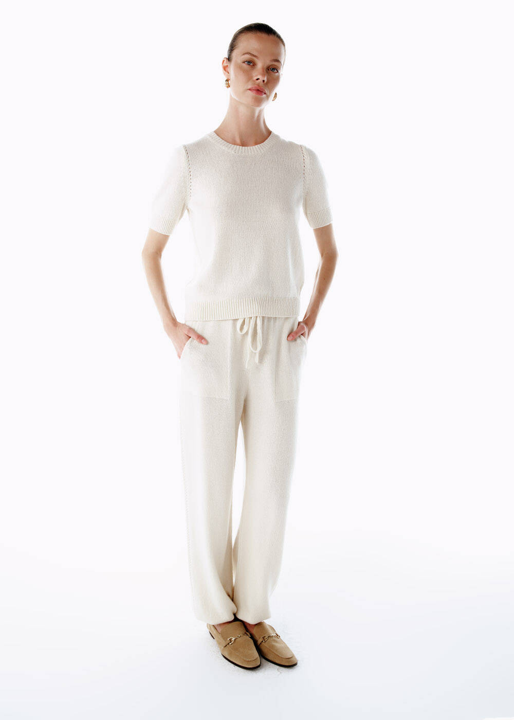 ECRU CASHMERE KNIT TOP - 2