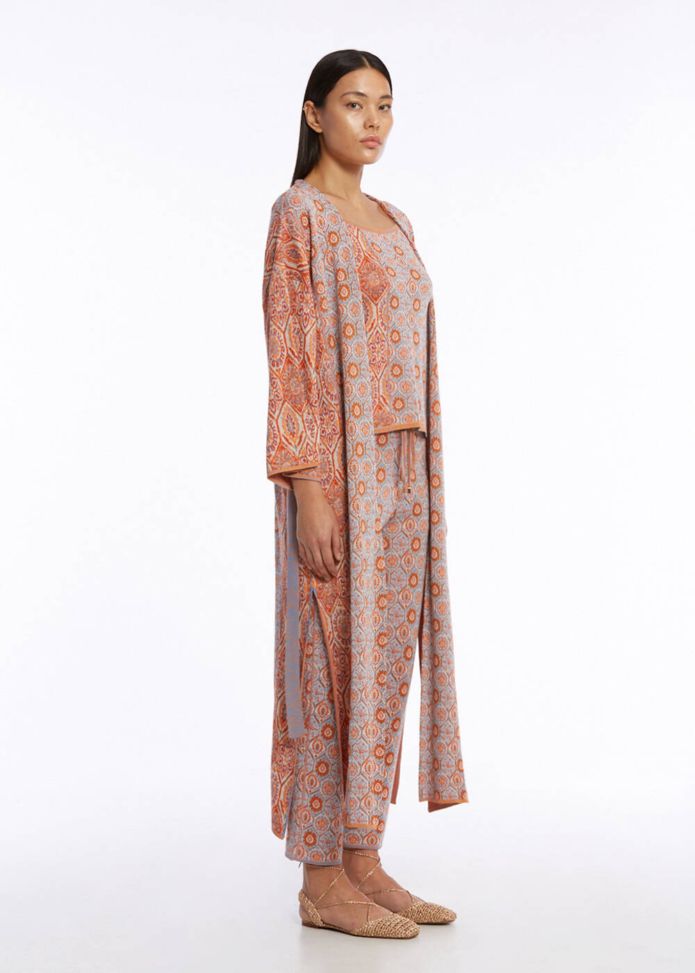 ETHNIC JACQUARD PATTERN KNIT CAFTAN - 2