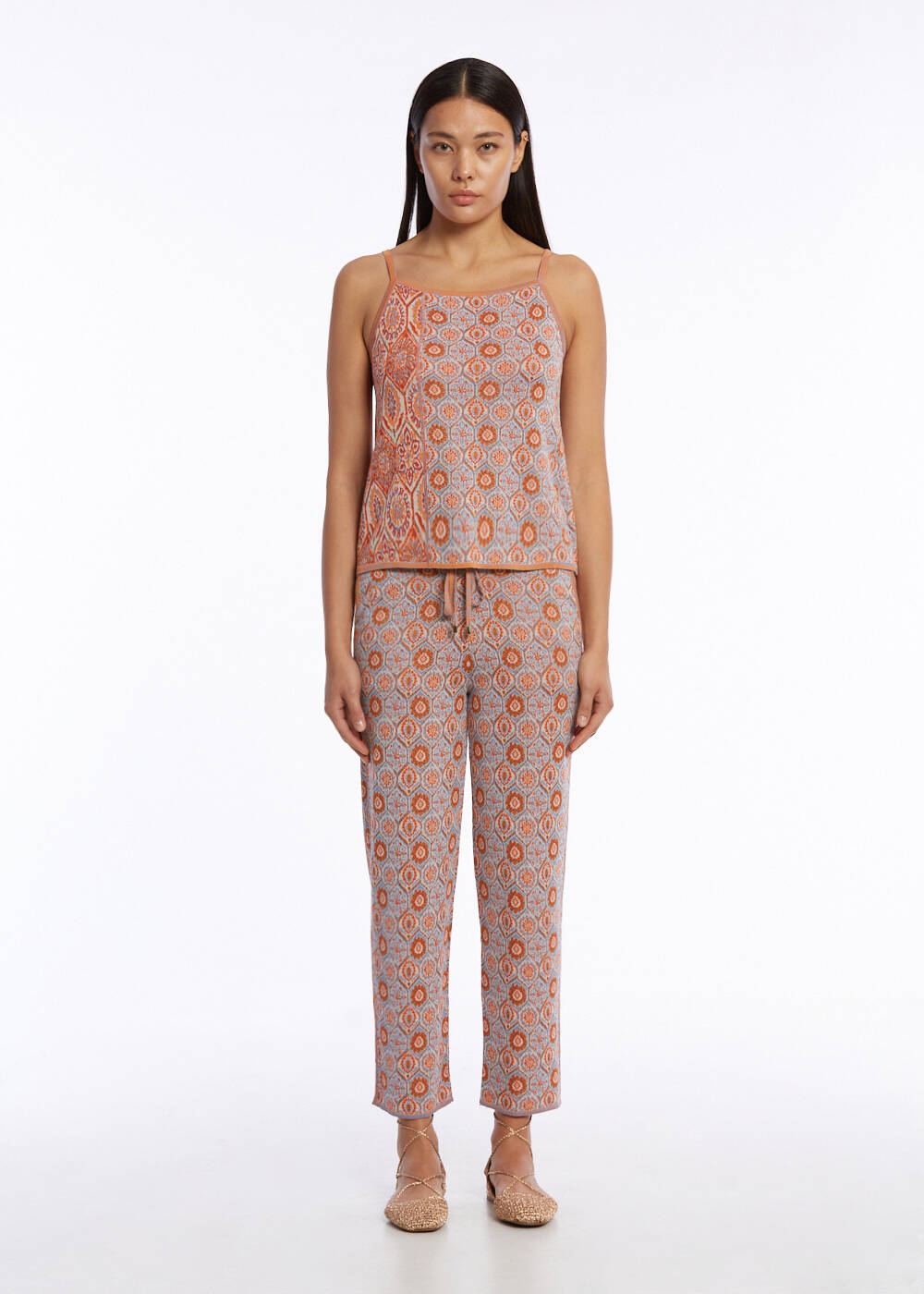 ETHNIC JACQUARD PATTERN KNIT PANTS - 2