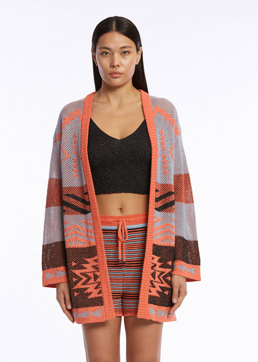 ETHNIC PATTERNED SUNSET KNIT CARDIGAN - 1