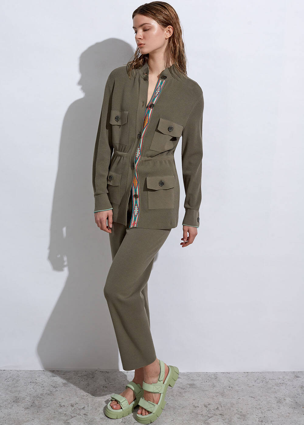 Ethnic Trimmed Rosemary Knit Jacket - 2
