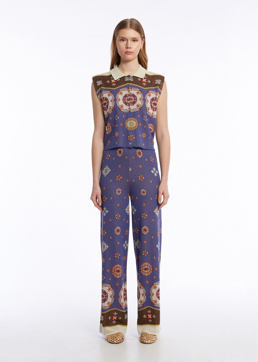 Etnik Desenli Triko Pantolon - KNITSS