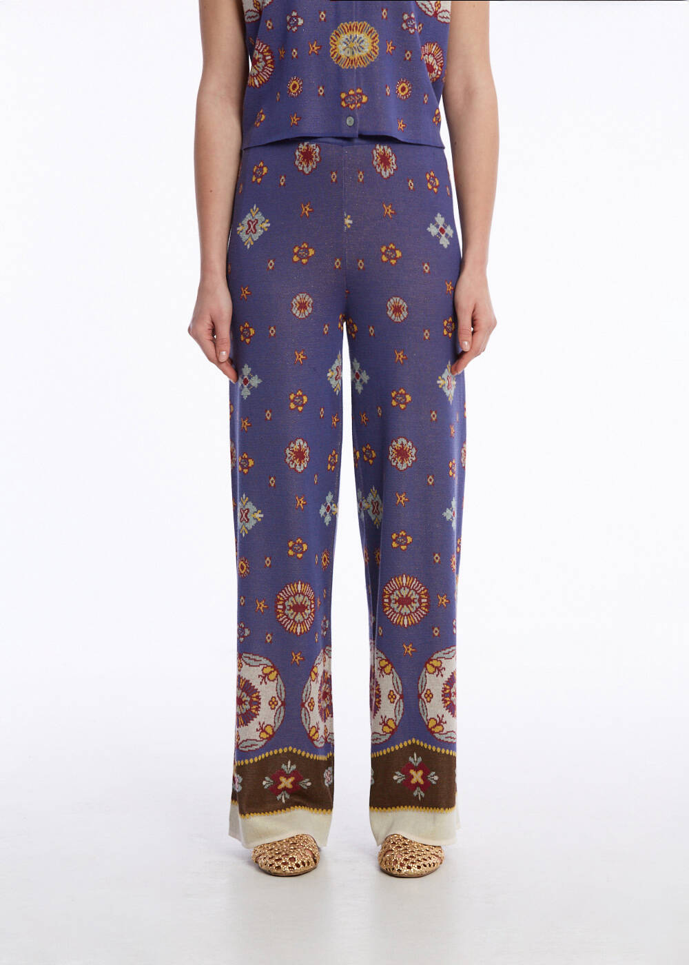 Etnik Desenli Triko Pantolon - 2
