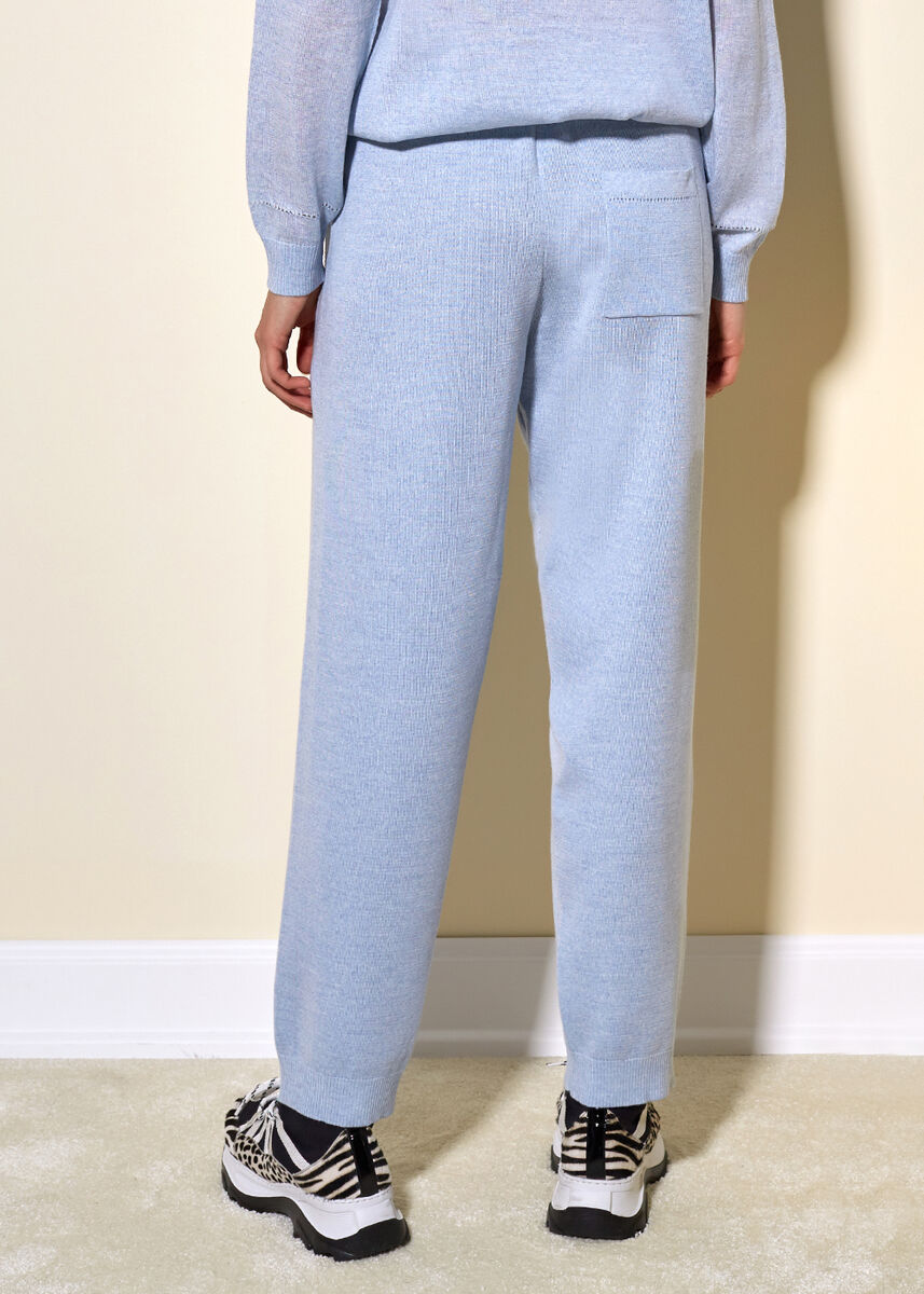 Extra Fine Merino Yün BUZ MaviSİ Triko Pantolon · 3