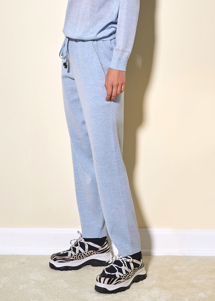 Extra Fine Merino Yün BUZ MaviSİ Triko Pantolon · 4
