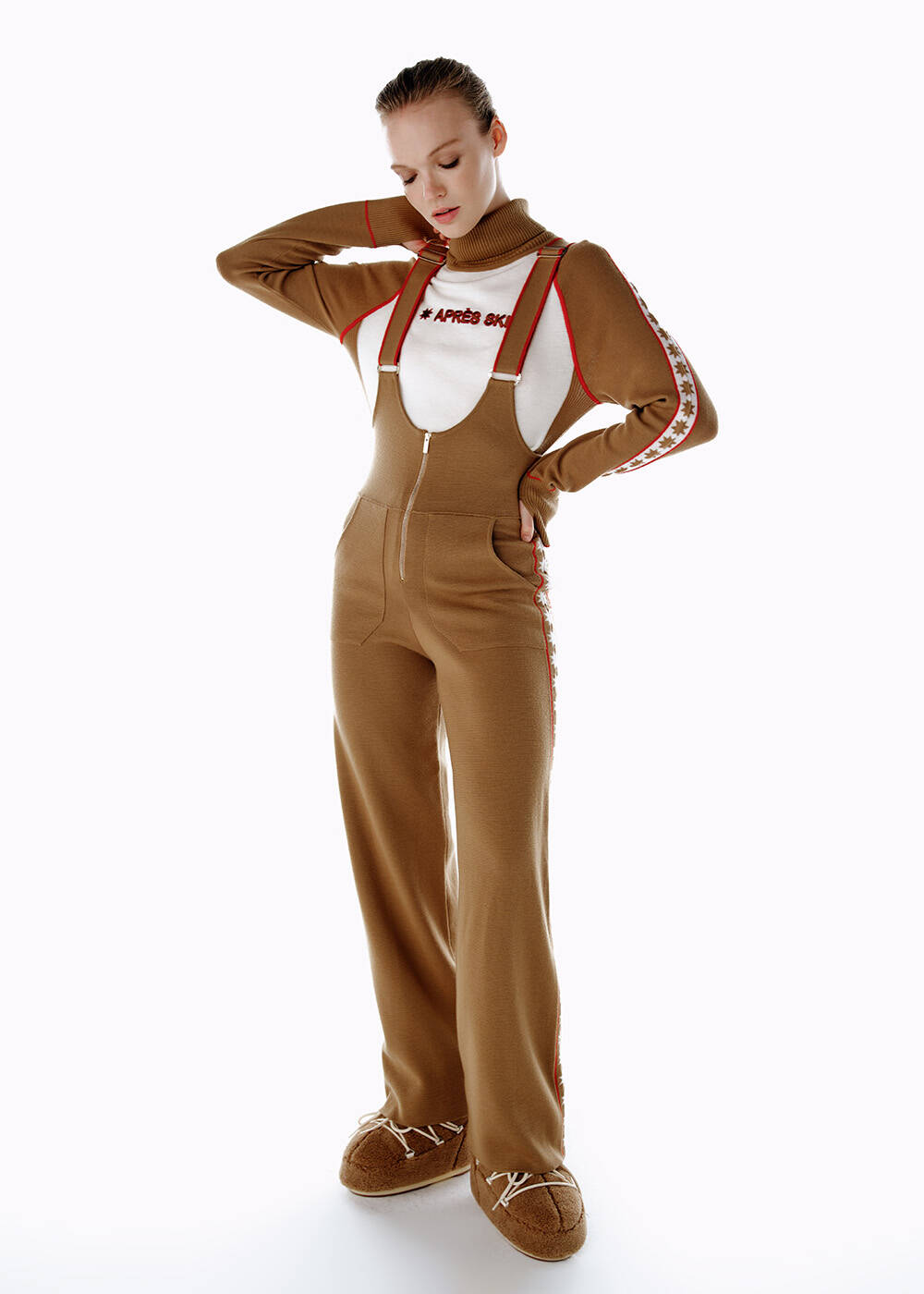 Extrafiıne Merino Yün Triko Tulum Camel - 2