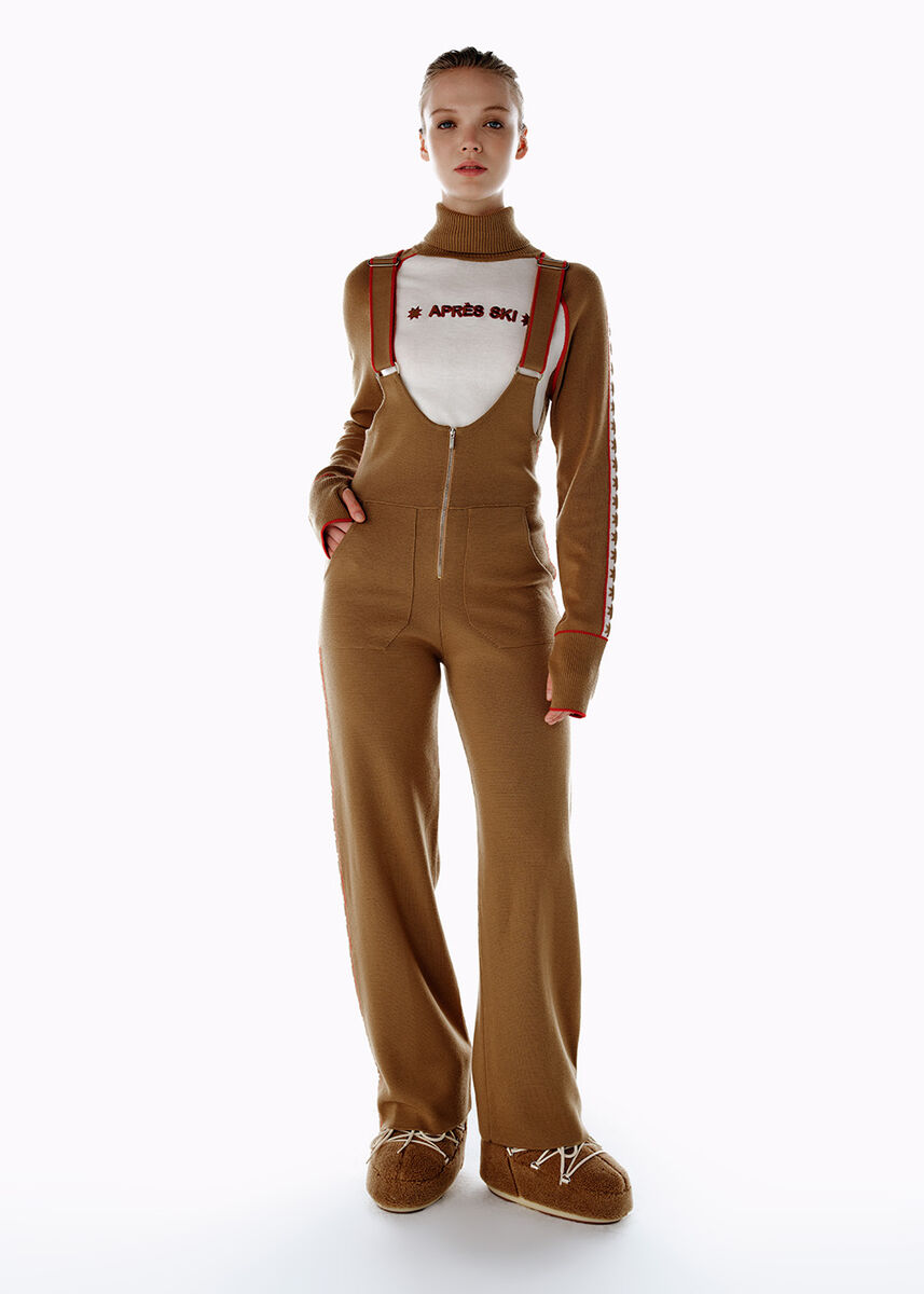Extrafiıne Merino Yün Triko Tulum Camel - KNITSS