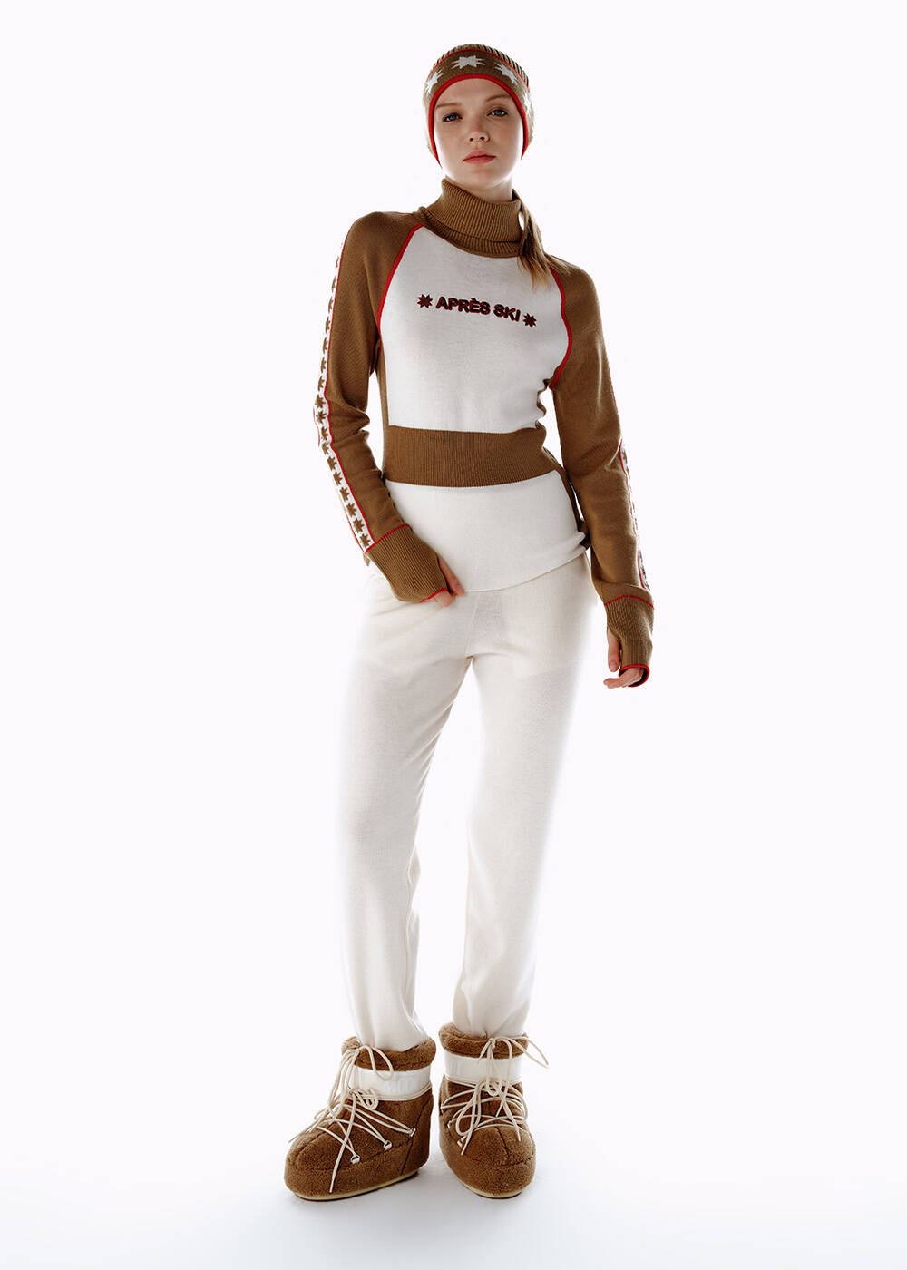 EXTRAFINE ECRU MERINO WOOL KNIT PANTS - 2