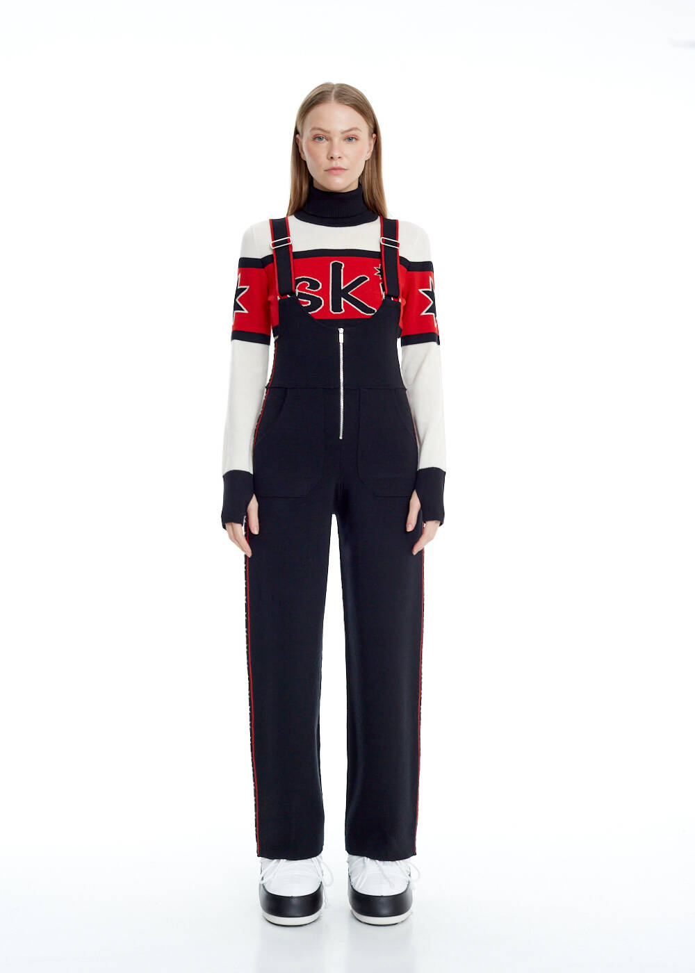 EXTRAFINE MERINO WOOL KNIT JUMPSUIT STAR PATTERNED - 1