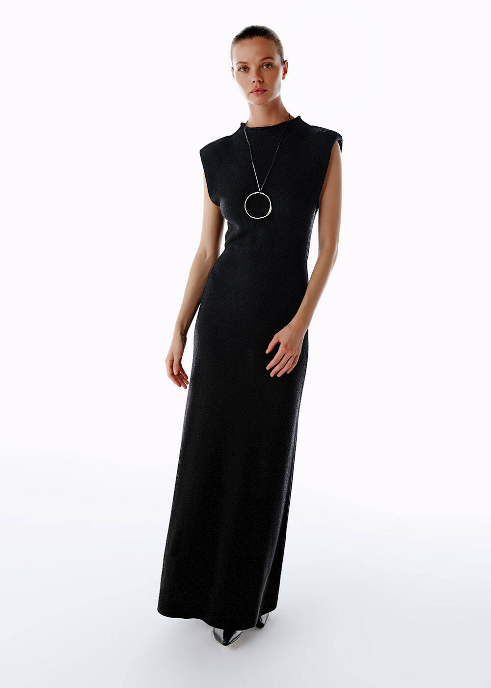 EXTRAFINE MERINO WOOL RICH BLEND KNIT DRESS BLACK - 2