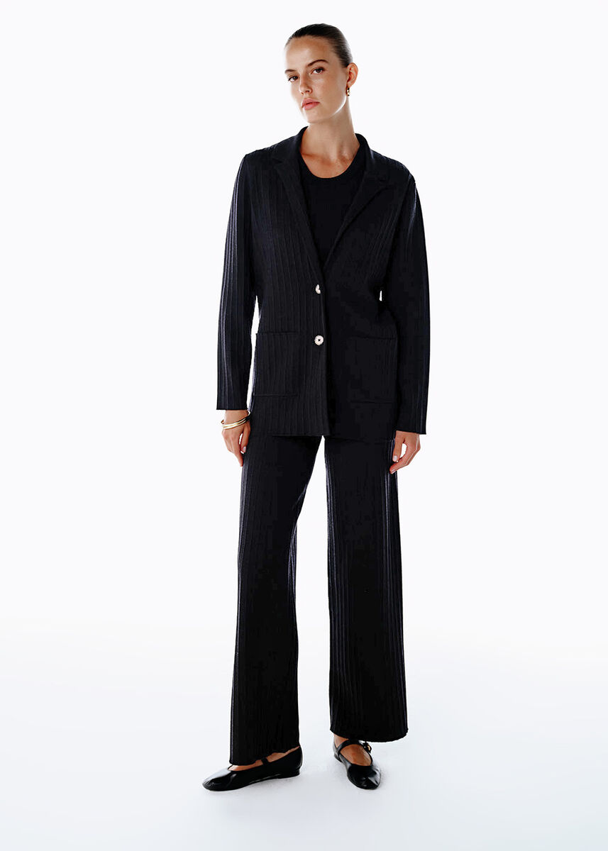 EXTRAFINE MERINO WOOL RICH BLEND KNIT JACKET BLACK - KNITSS