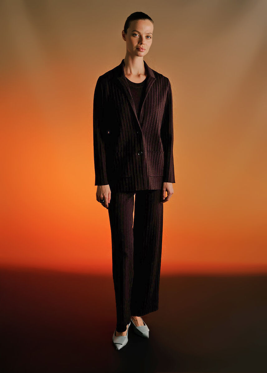 EXTRAFINE MERINO WOOL RICH BLEND KNIT JACKET PLUM - KNITSS