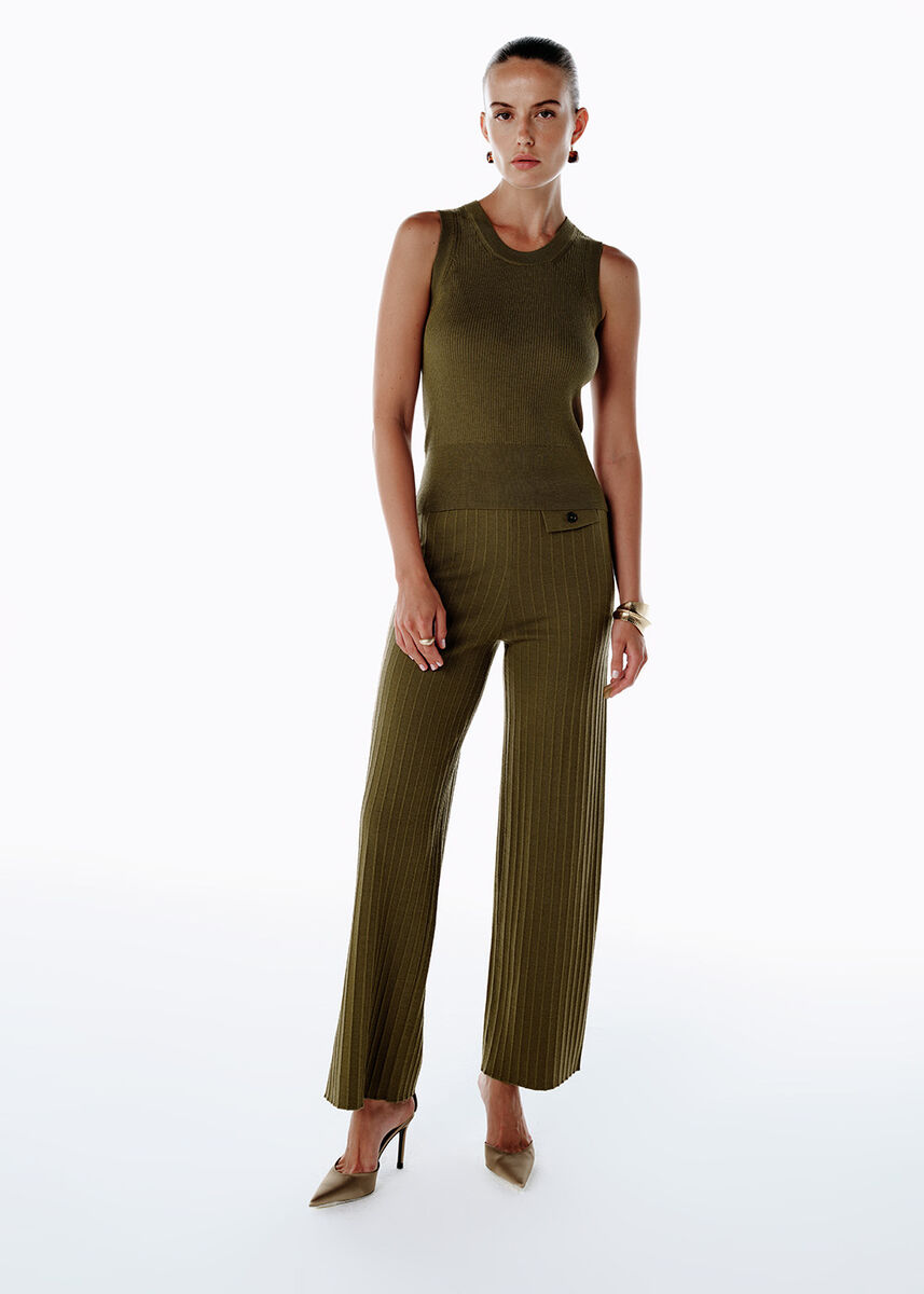 EXTRAFINE MERINO WOOL RICH BLEND KNIT PANTS OLIVESTONE - KNITSS