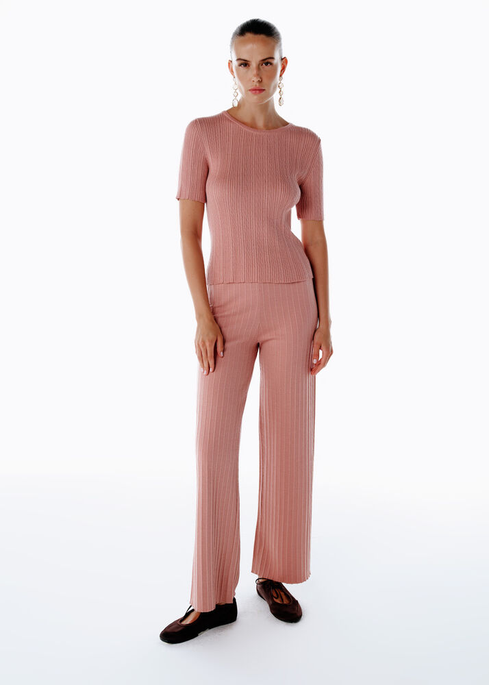 Extrafıne Merino Yün Karışımlı Pembe Triko Üst - KNITSS (1)