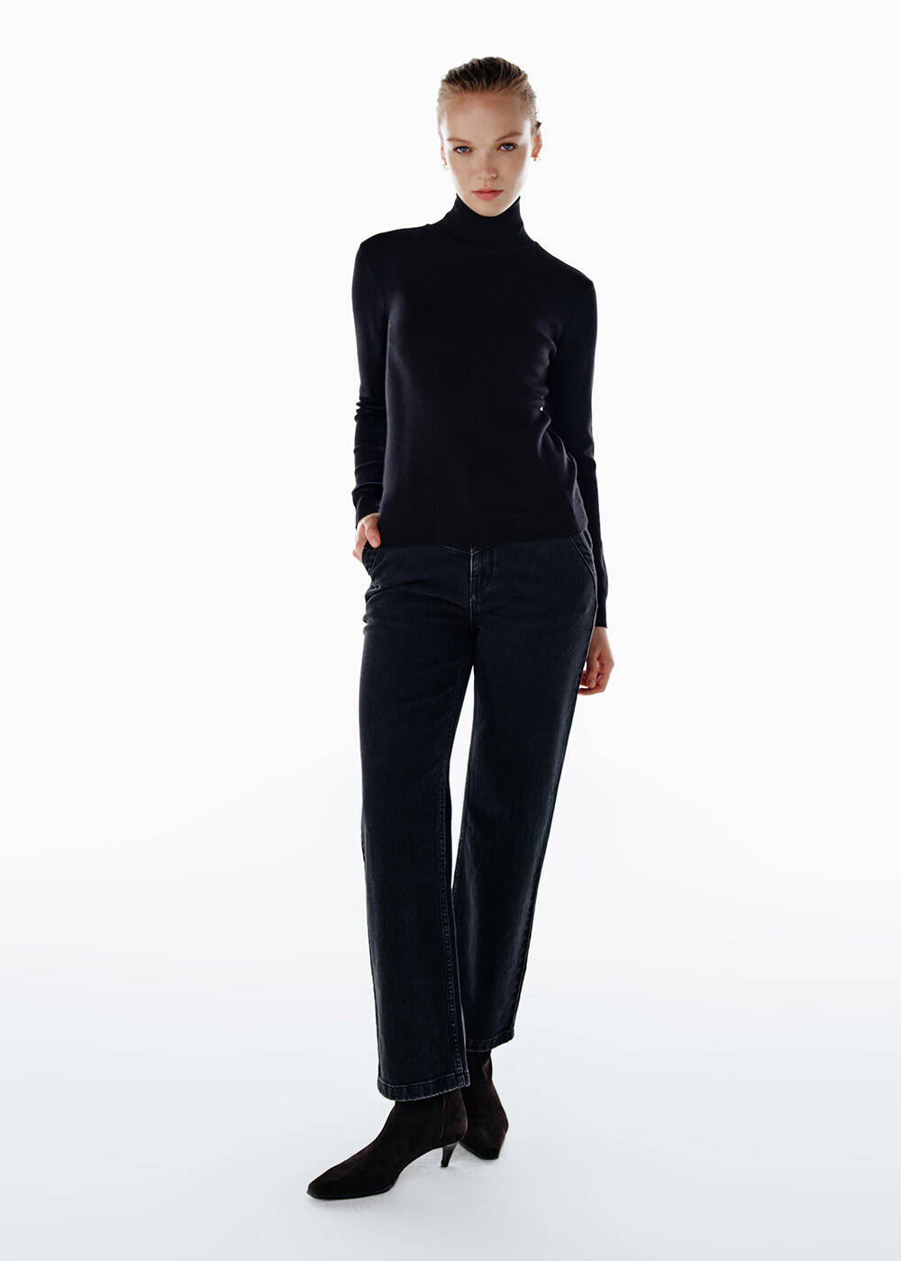 Extrafıne Merino Yün Karışımlı Triko Siyah - 2