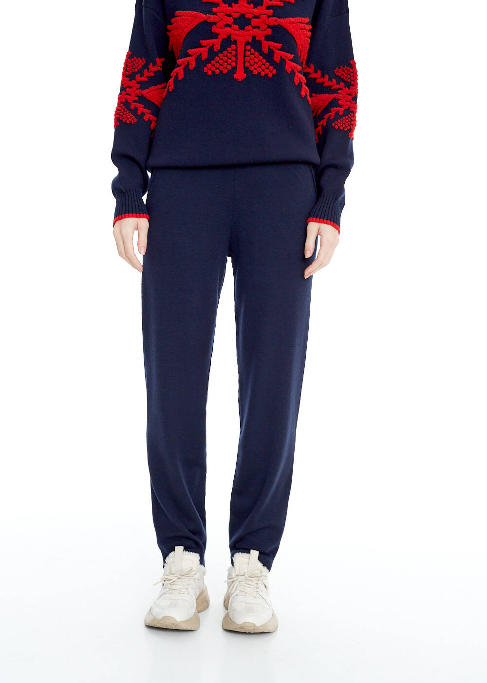 Extrafıne Navy Merino Wool Knit Pants - 1