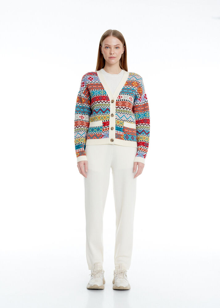 Faır Isle Desen Merino Yün Karışımlı Triko Hırka - KNITSS (1)