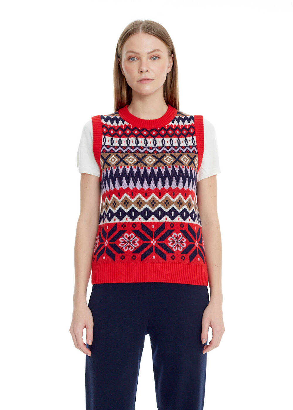 FAIR ISLE PATTERNED MERINO WOOL VEST - 1