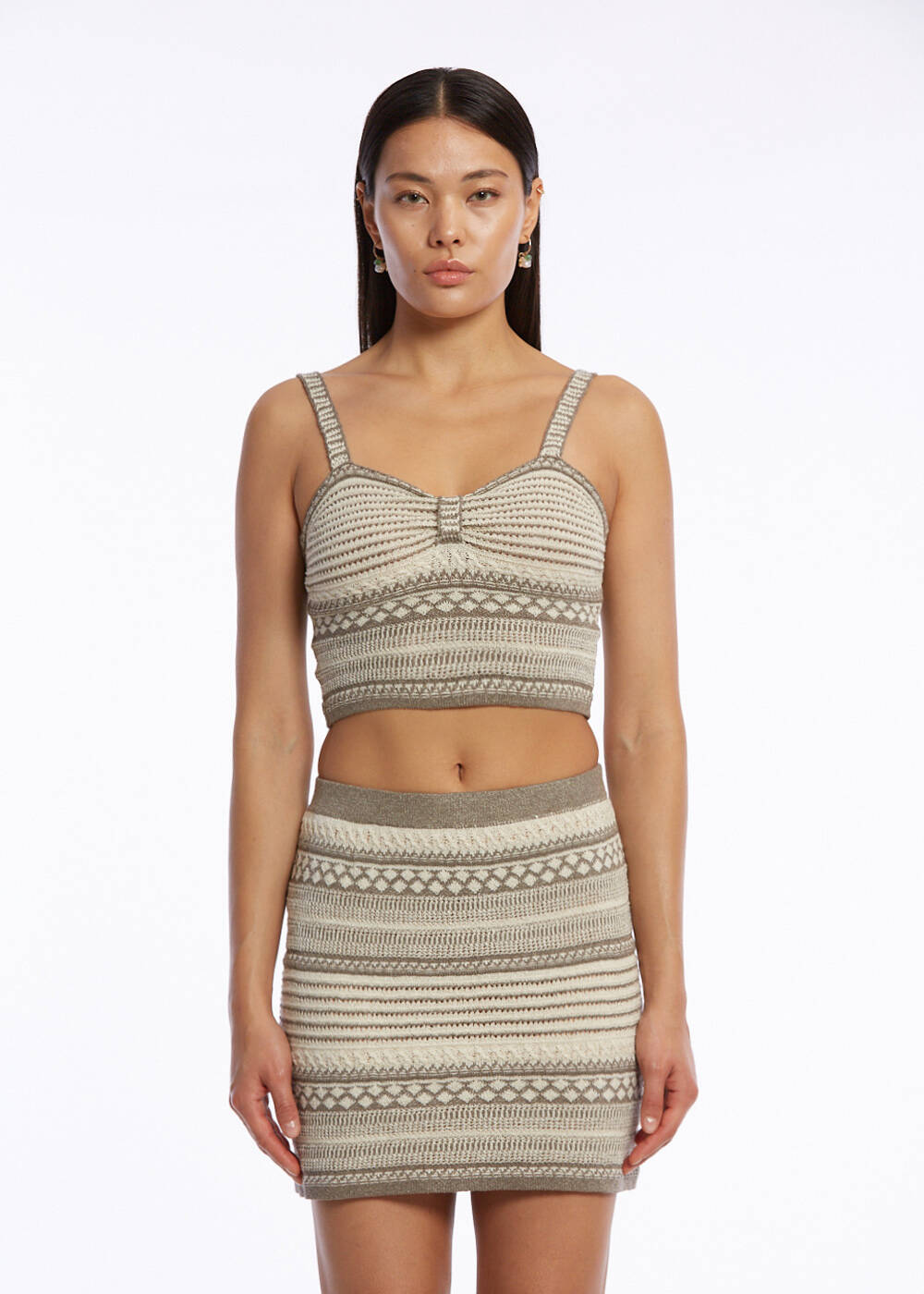 FANCY KNIT DETAILED CROP KNIT TOP - 1
