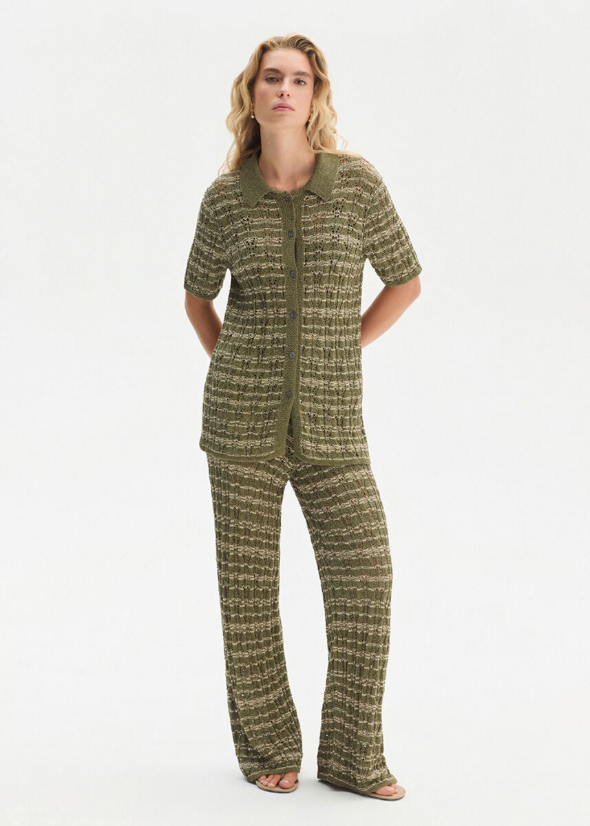 FANCY KNIT DETAILED HENNA KNIT PANTS - KNITSS