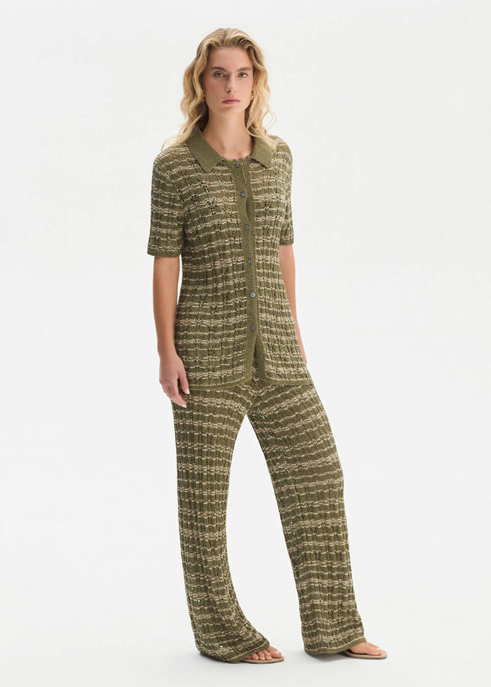 FANCY KNIT DETAILED HENNA KNIT PANTS - 2
