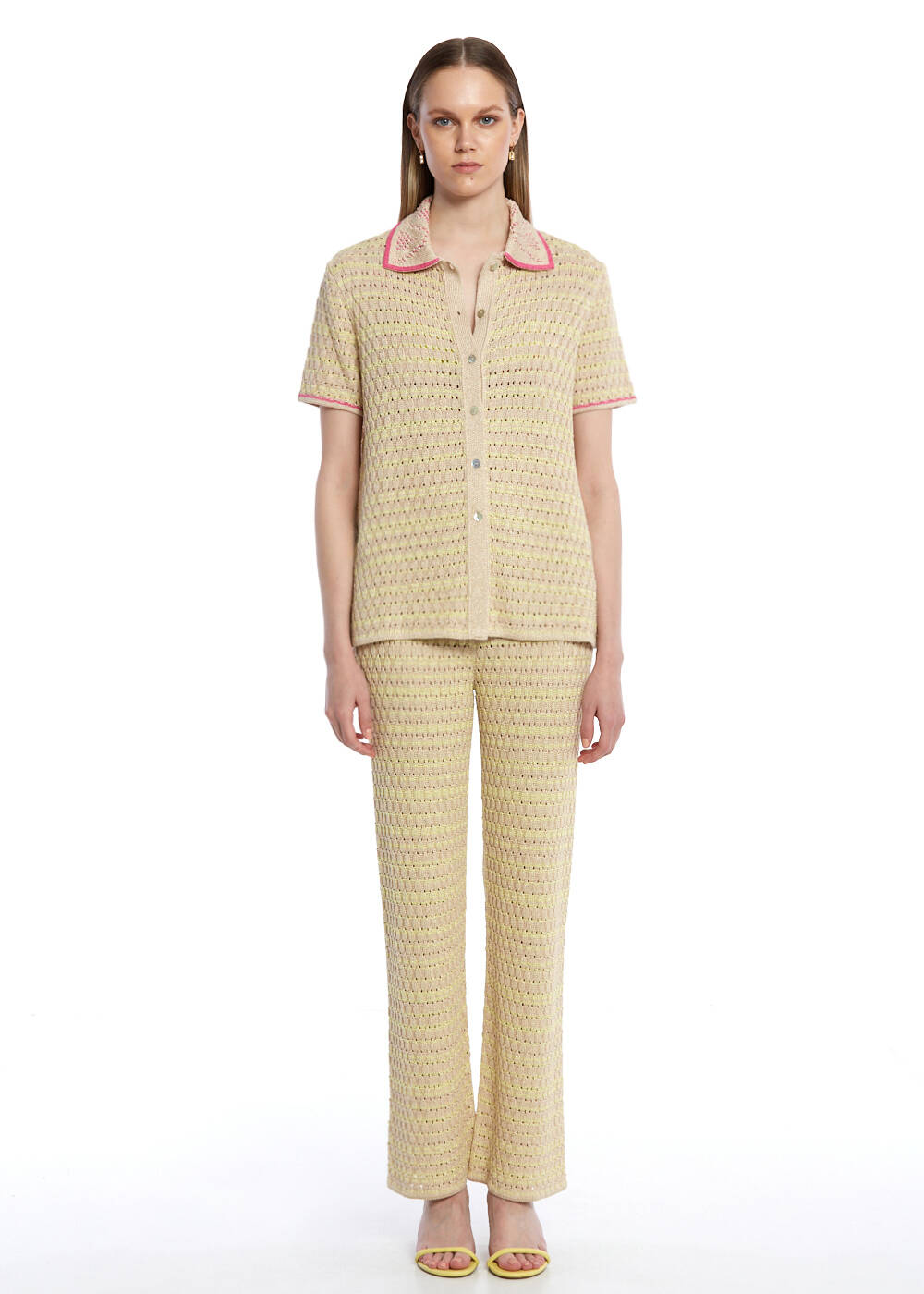 FANCY KNIT DETAILED KNIT PANTS - 1