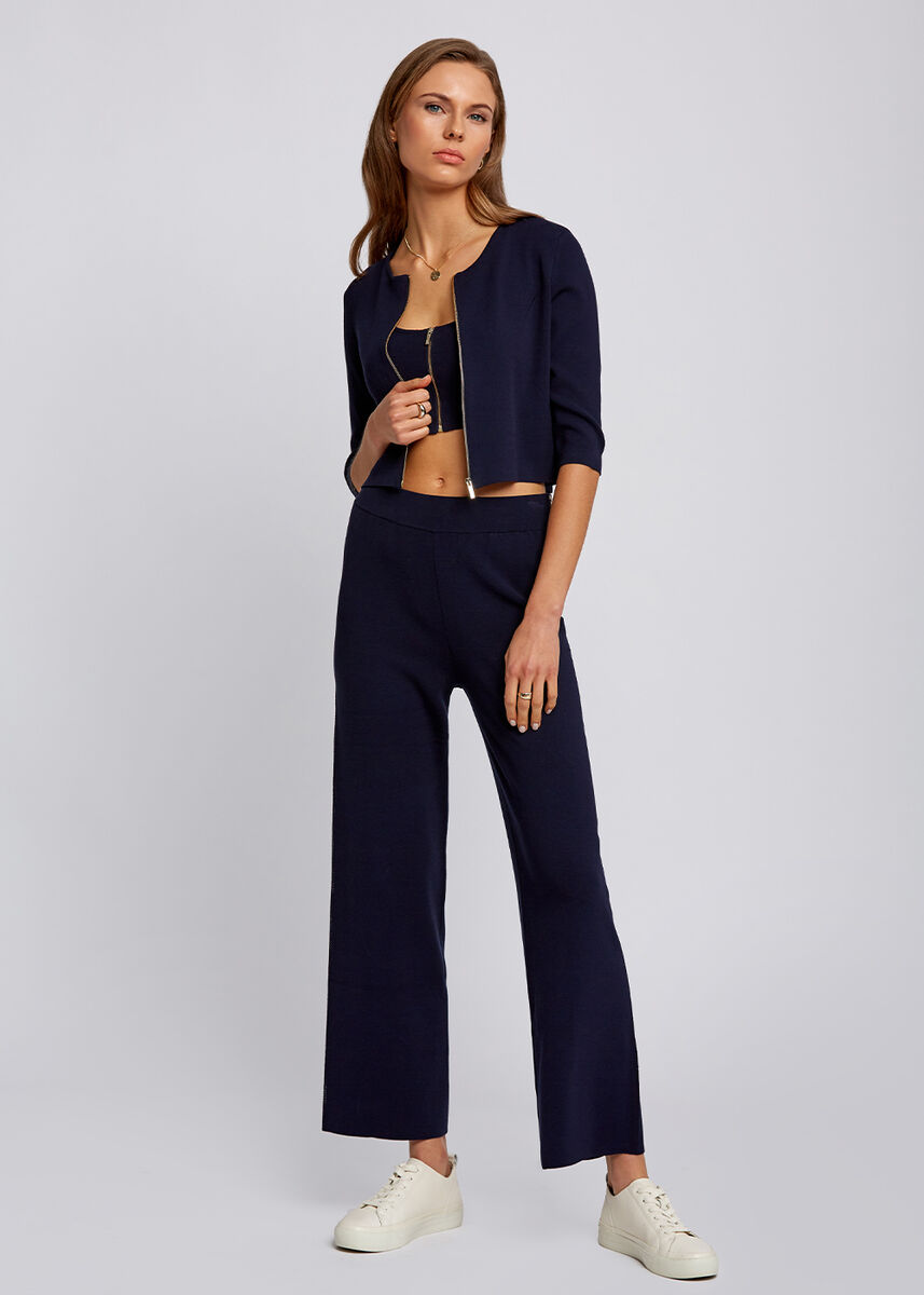 Fermuarlı Kolsuz Lacivert Crop Triko Üst · 5