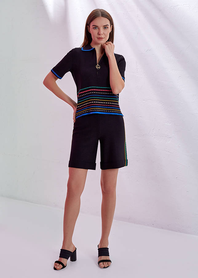 Fermuarlı Polo Yaka Triko - 2
