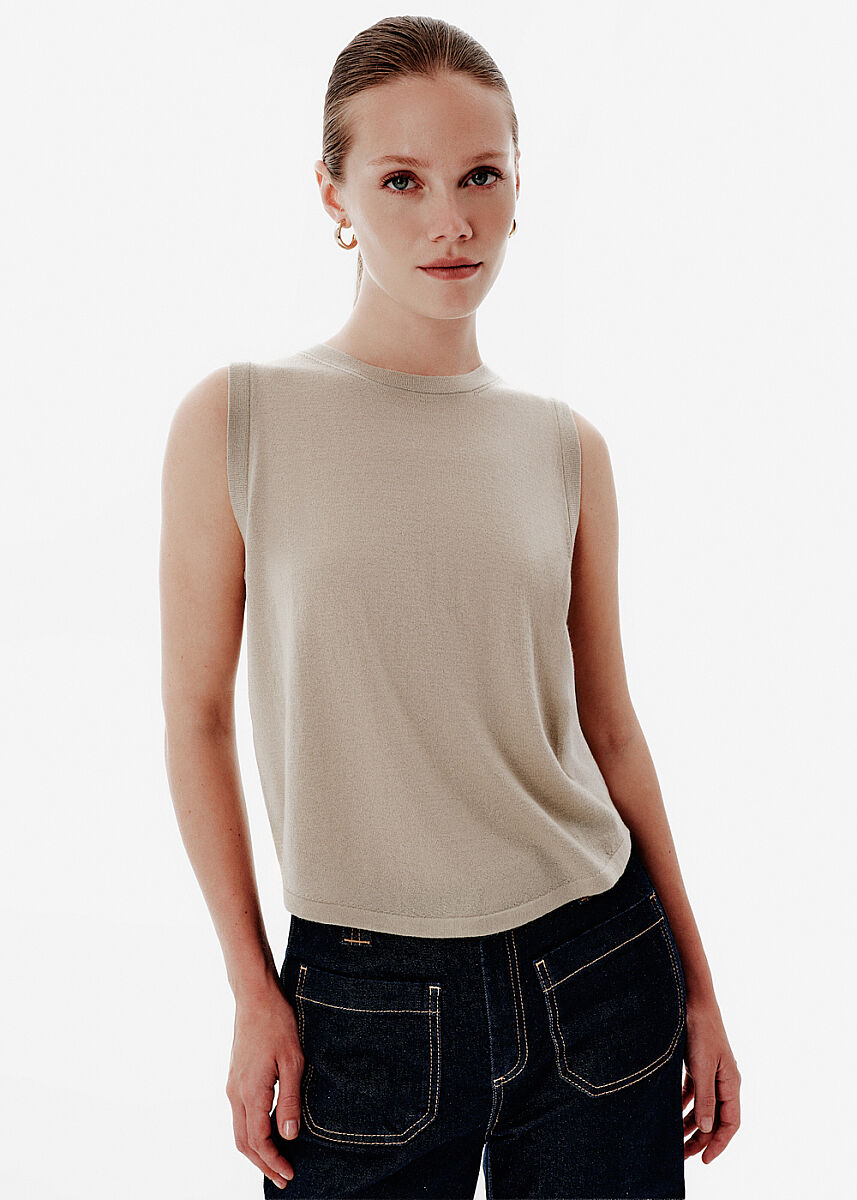 Fine Knit Beige Top - KNITSS