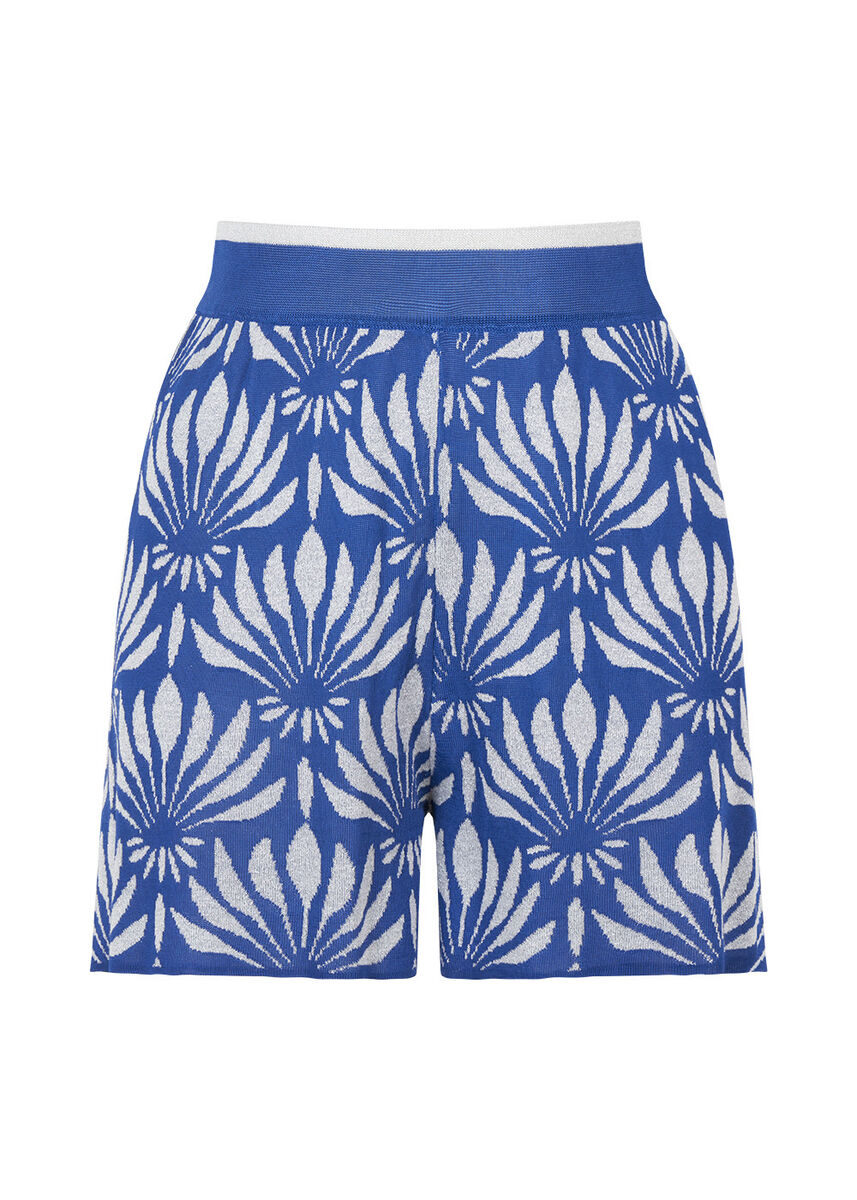 Floral Desenli Mavi-Beyaz Triko Şort · 8