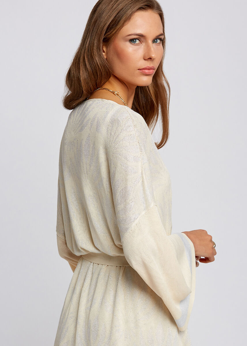 Floral Desenli Bej Triko Kimono · 7