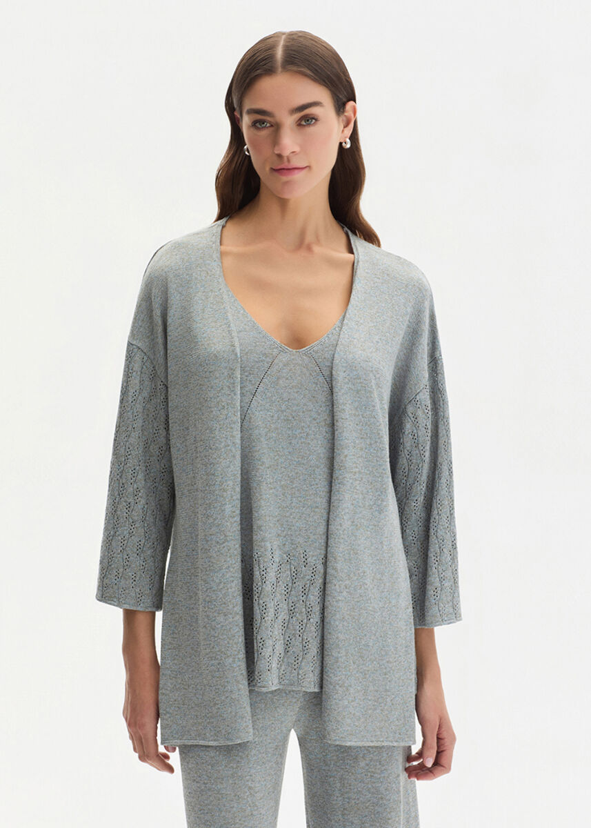 FRONT-TIE ICE KNIT CARDIGAN - KNITSS