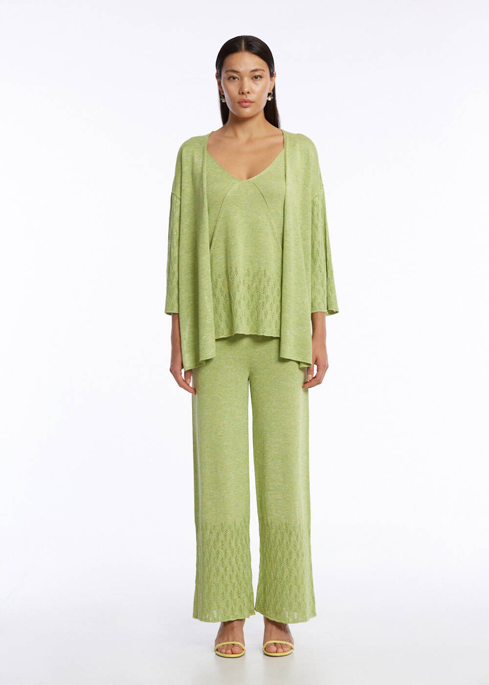 FRONT-TIE PISTACHIO KNIT CARDIGAN - 2