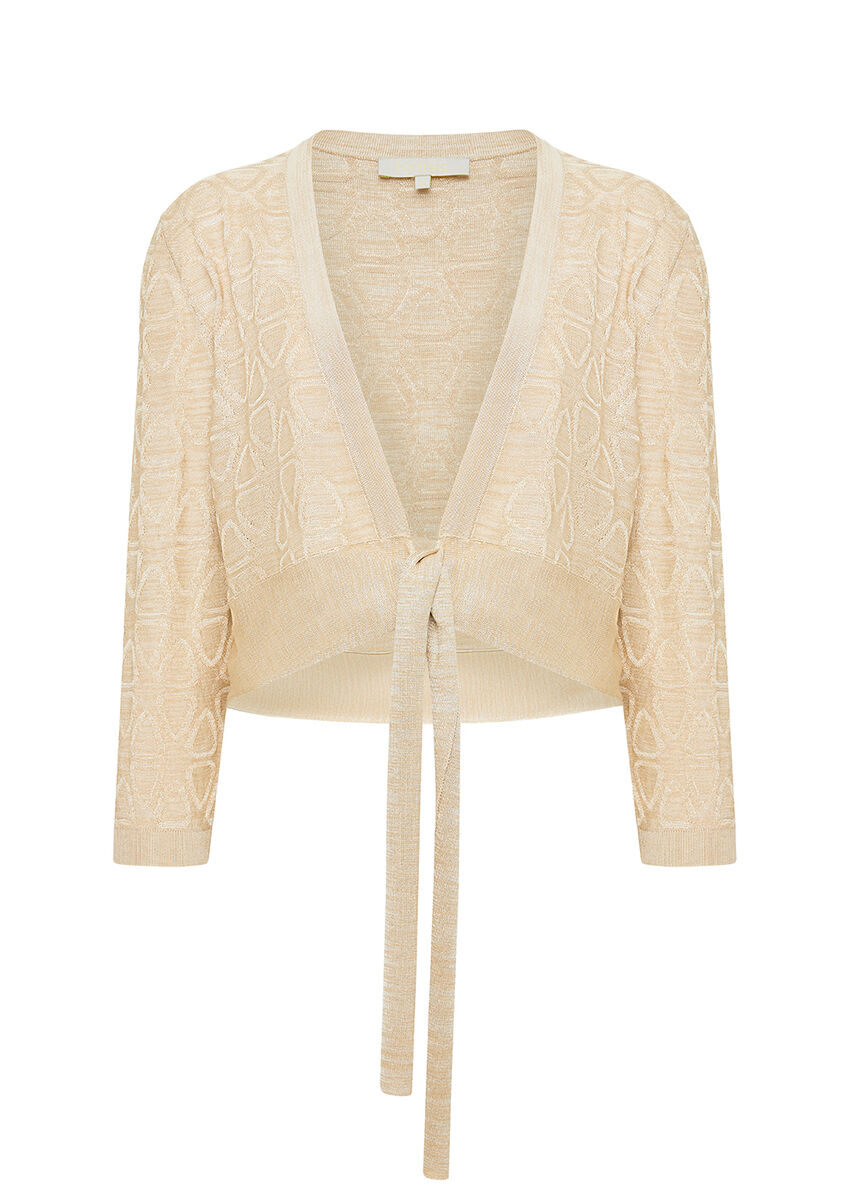Geometrik Desen Bej Triko Bolero · 8