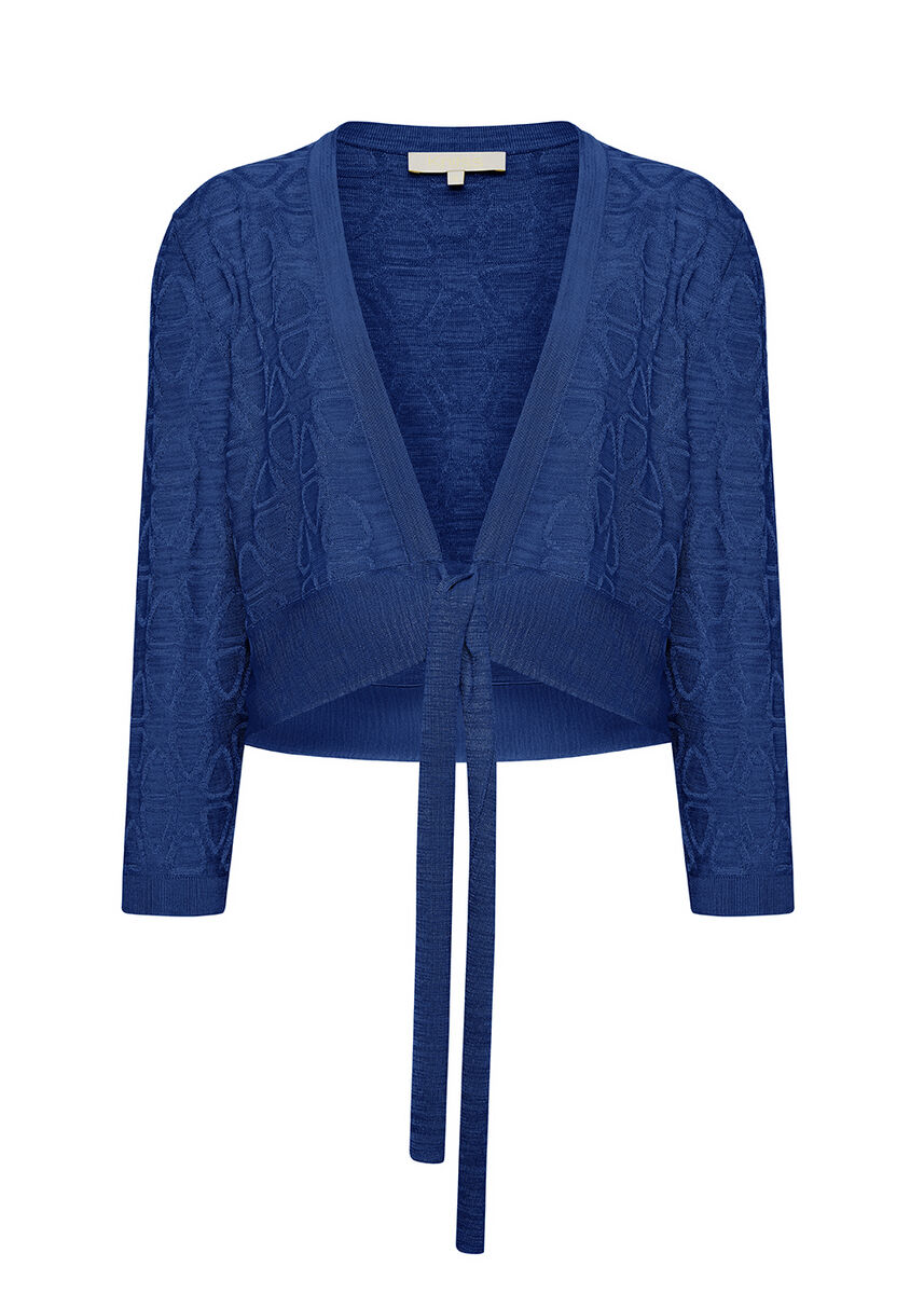 Geometrik Desen Saks Mavisi Triko Bolero · 8