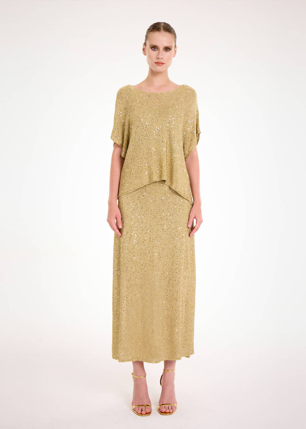 GLITTER GOLD SEQUIN KNIT TOP - 2
