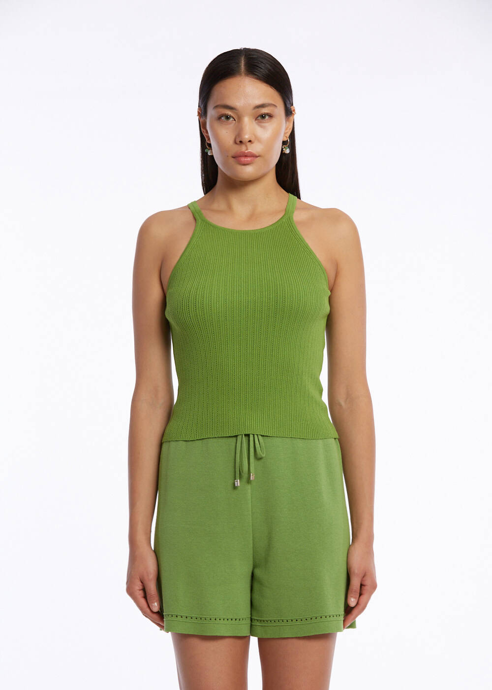 HALTER NECK NEPHRITE KNIT TOP - 1