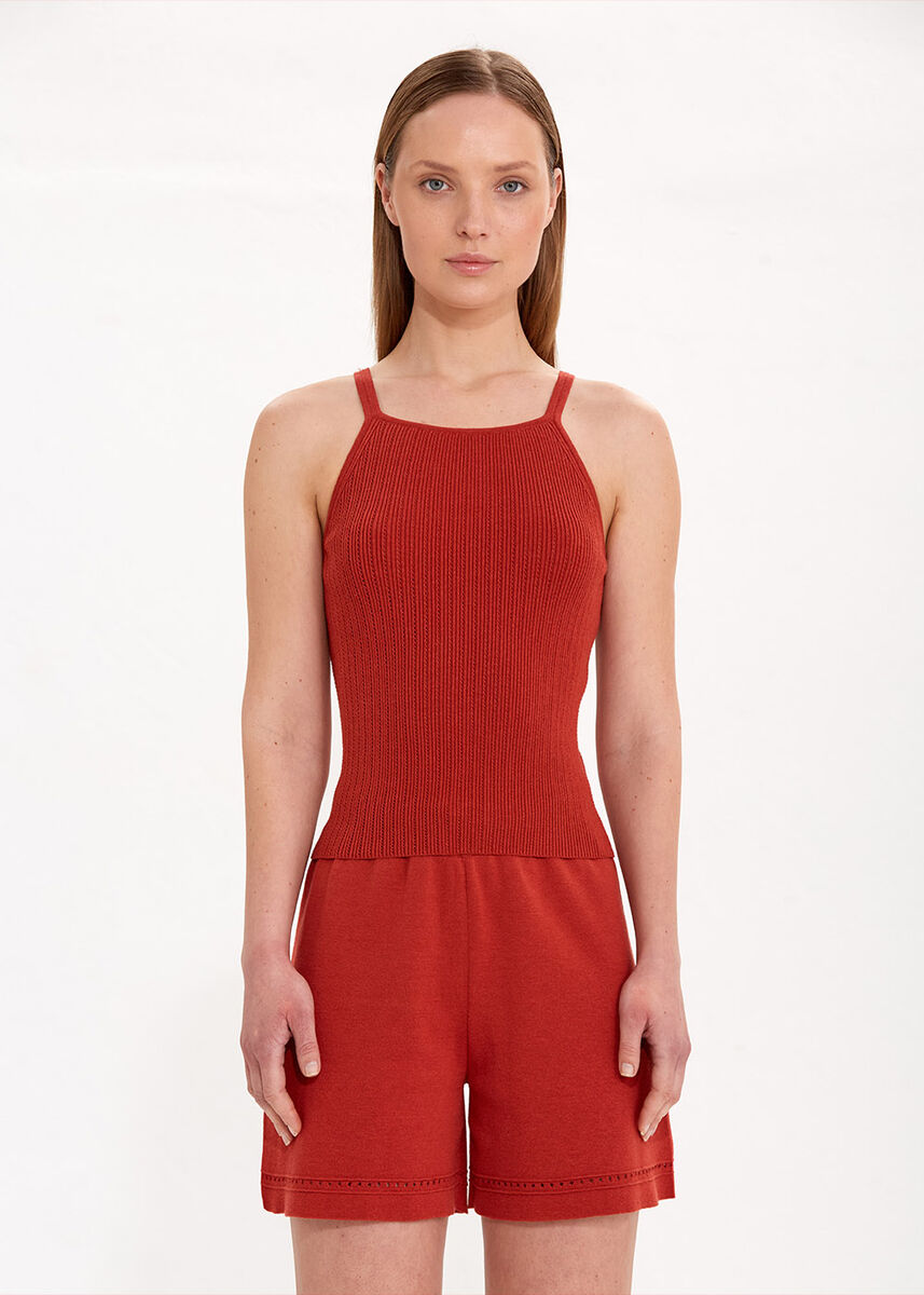 HALTER NECK SPICE KNIT TOP - KNITSS