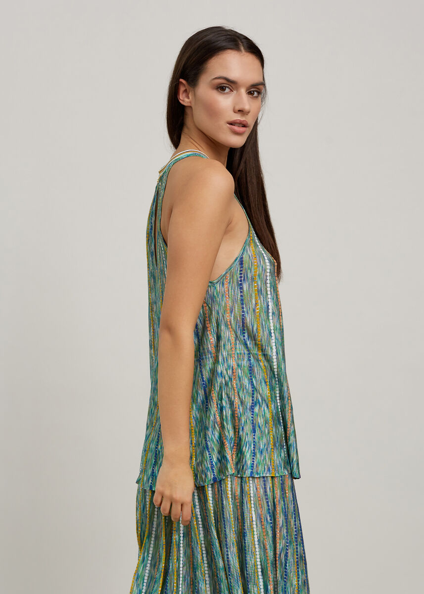 Halter Yaka Çizgi Desenli Yeşil Triko Bluz · 7