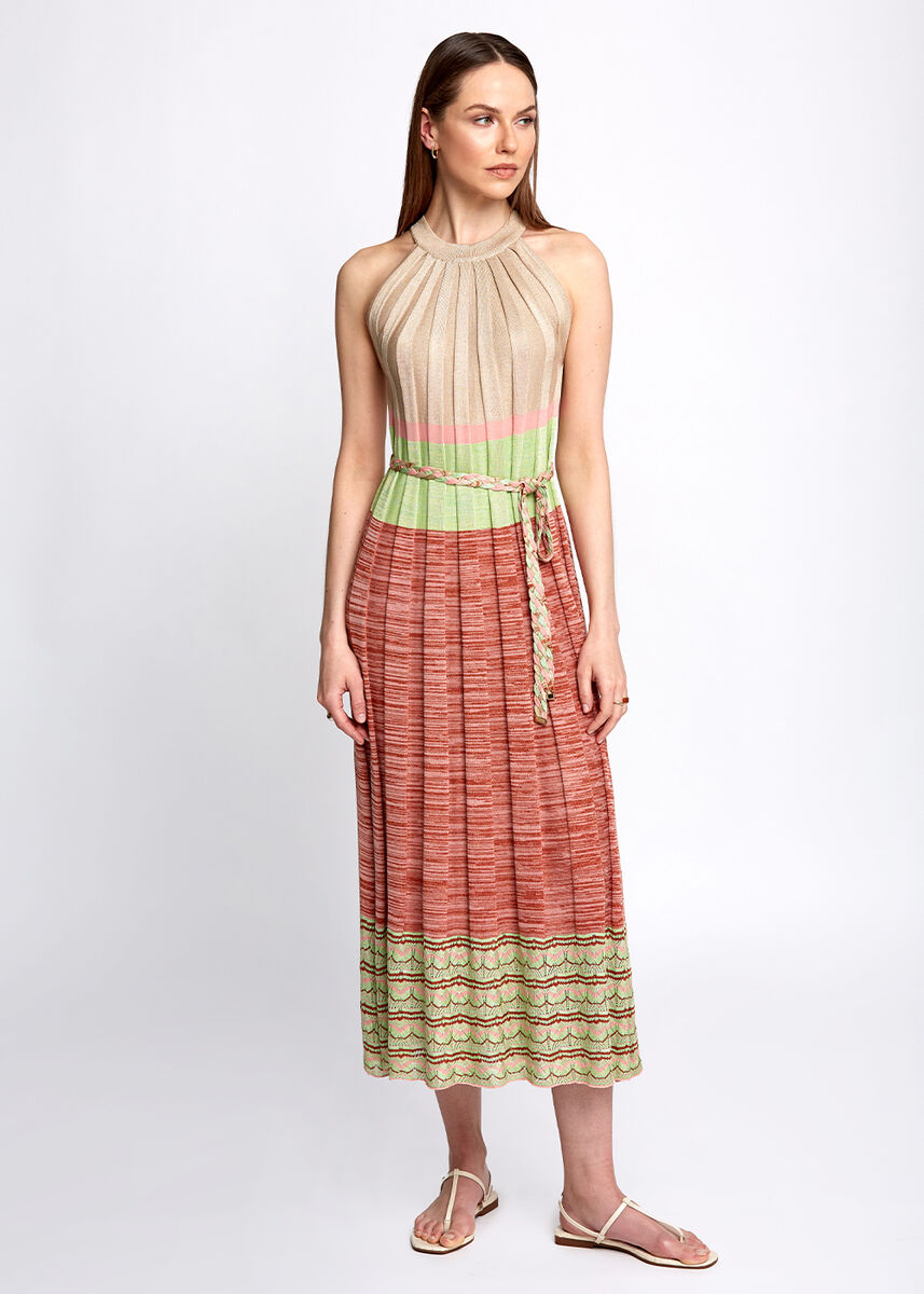 Halter Yaka Etek Ucu Ajurlu Midi Triko Elbise · 4