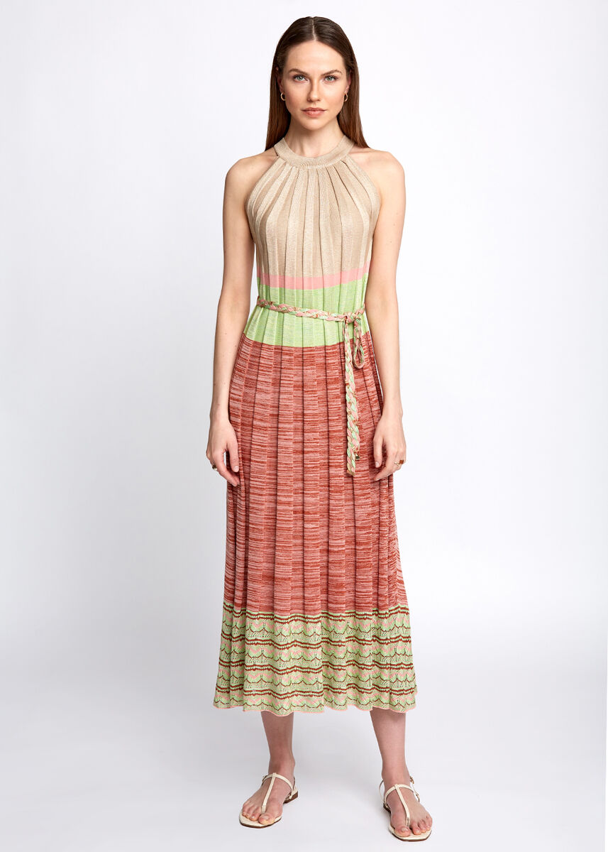 Halter Yaka Etek Ucu Ajurlu Midi Triko Elbise · 5