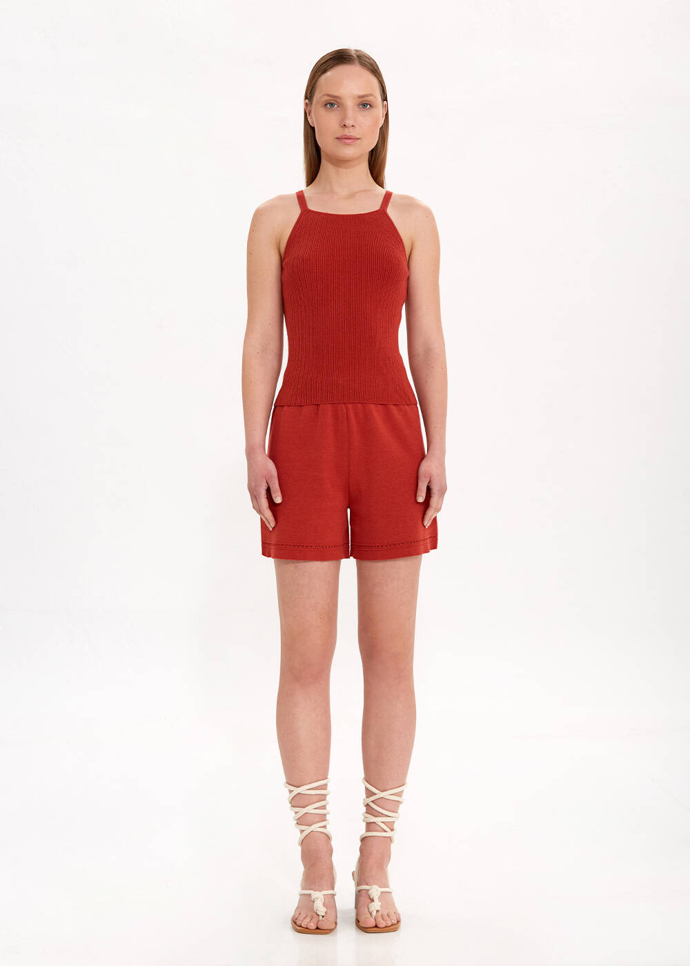 Halter Yaka Tarçın Rengi Triko Üst - 2