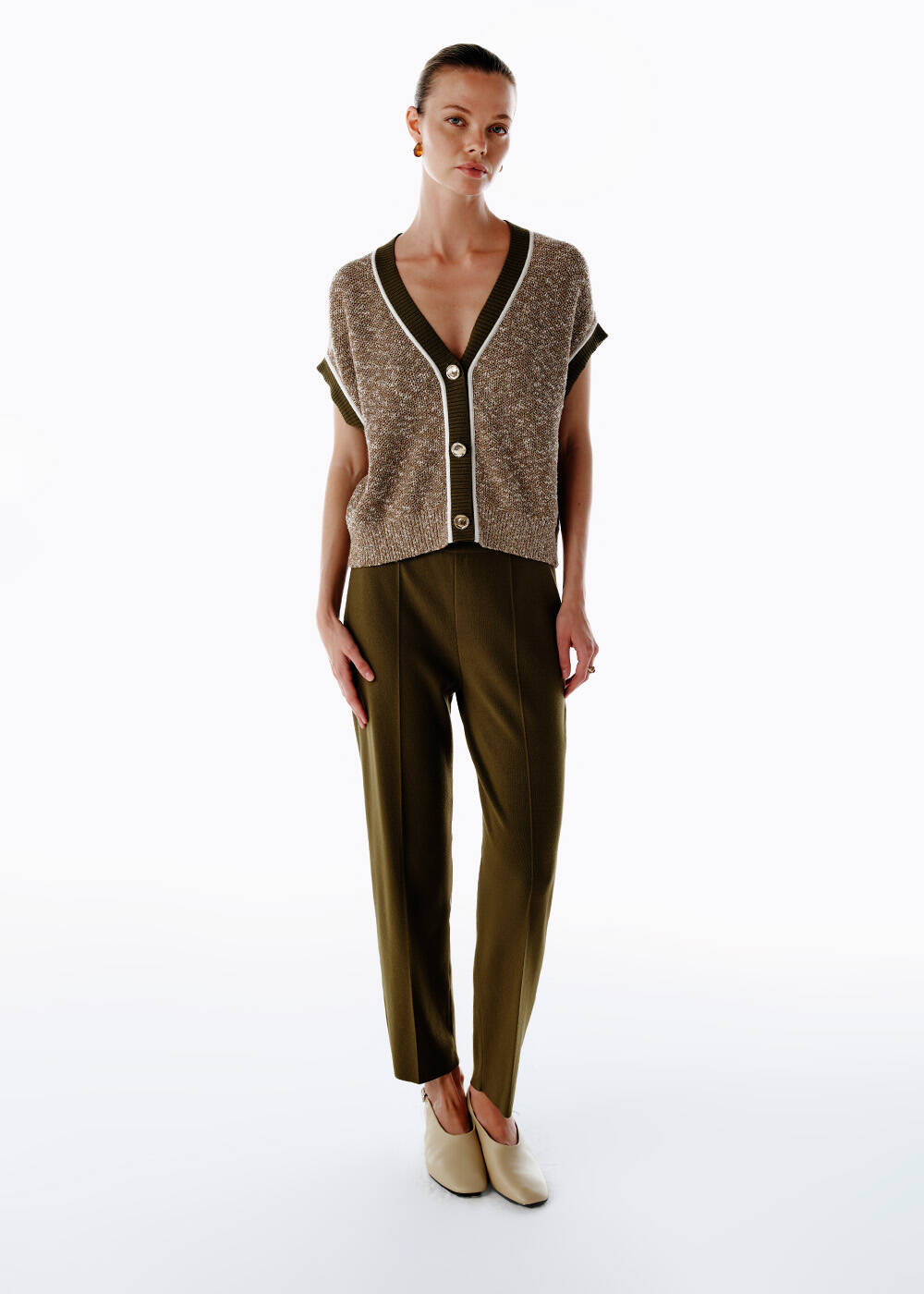 HERBAL MOULINE KNIT VEST - 2