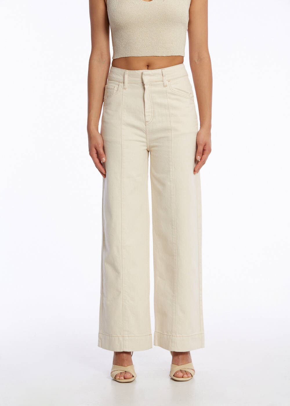 HIGH RISE NATURAL DENIM PANTS - 1