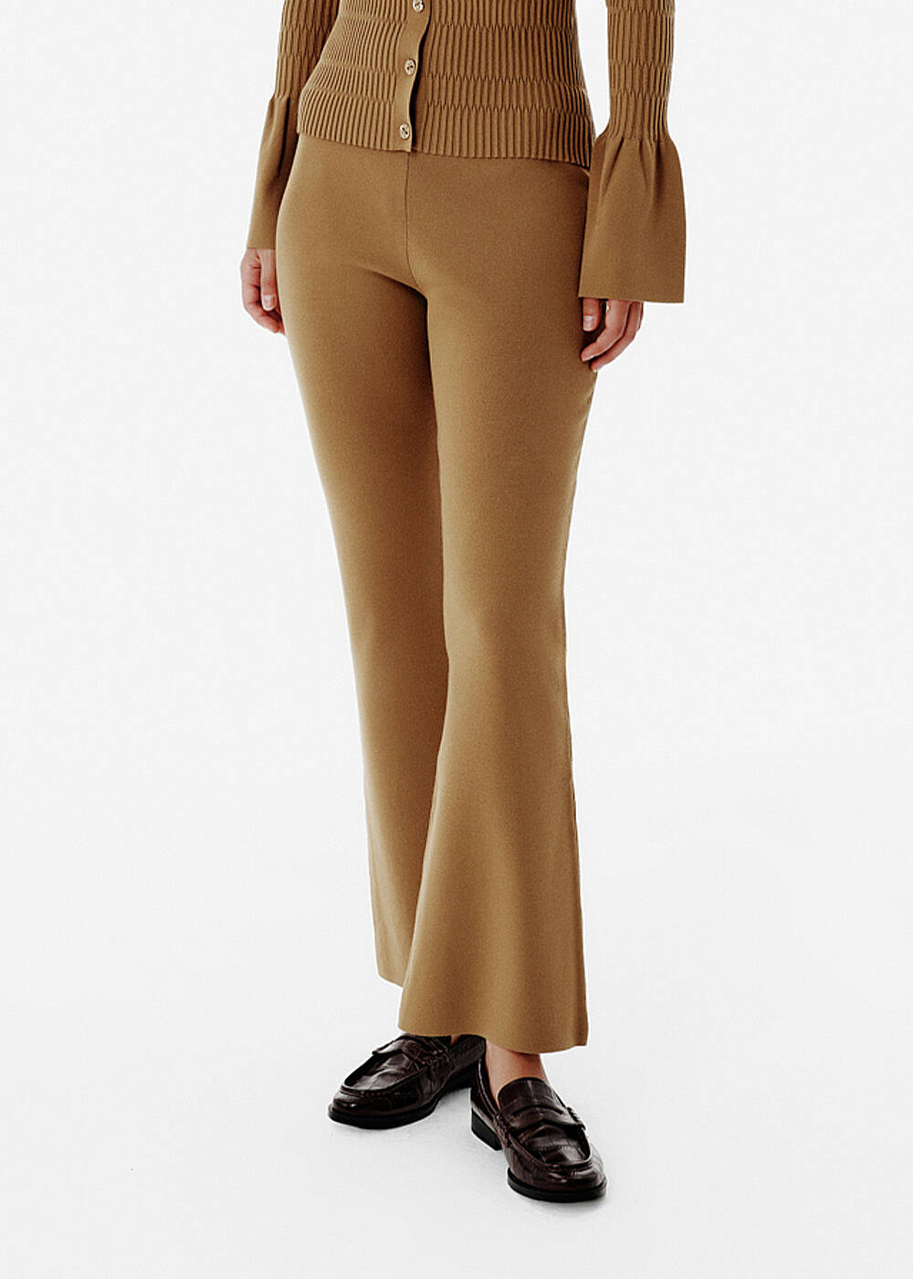 High Waist Green Flare Pants - 2