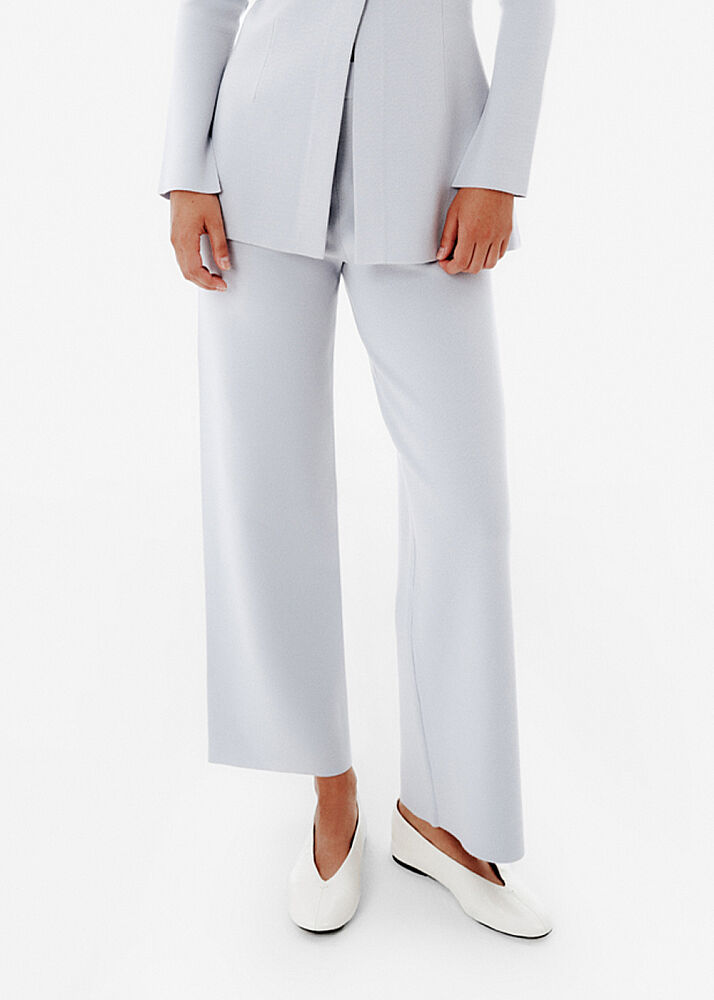High Waist Wide-leg Blue Knit Pants - KNITSS (1)