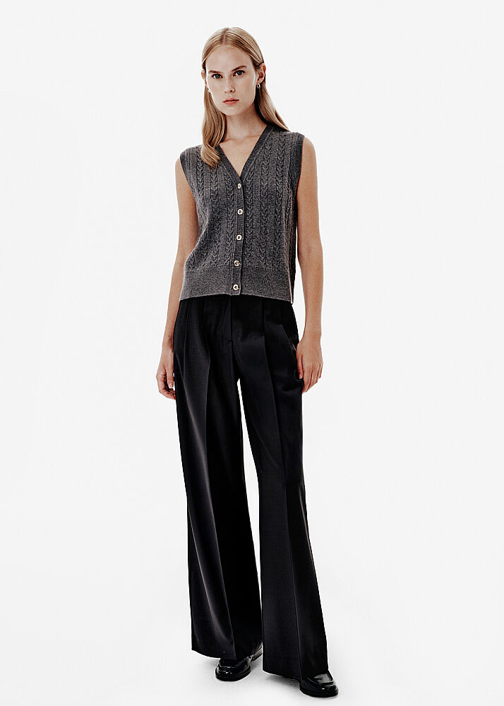 HIGH WAIST WOOL PANTS BLACK - KNITSS