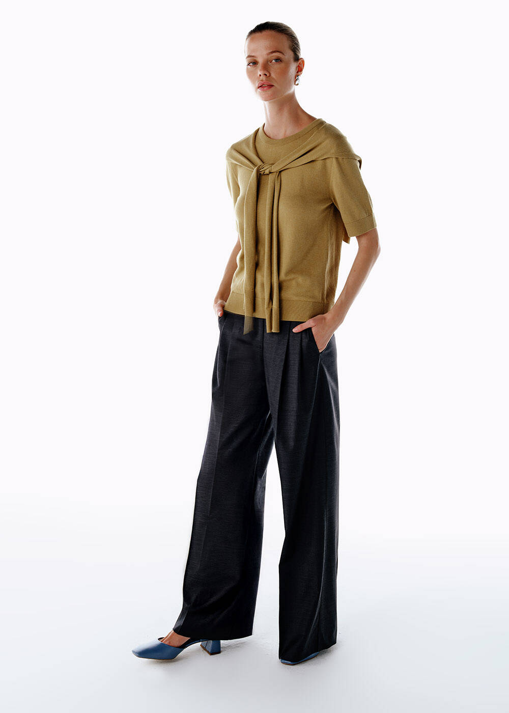 HIGH WAIST WOOL PANTS GREY - 2