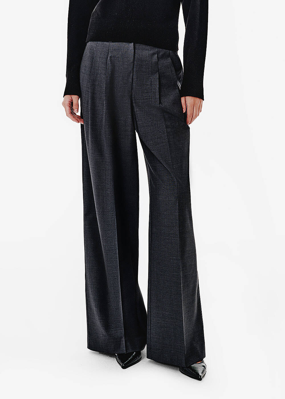 HIGH WAIST WOOL PANTS GREY - 2
